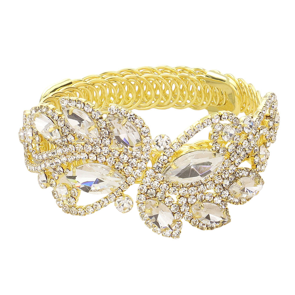 iLLASPARKZ Marquise Stone Pointed Butterfly Adjustable Evening Bracelet