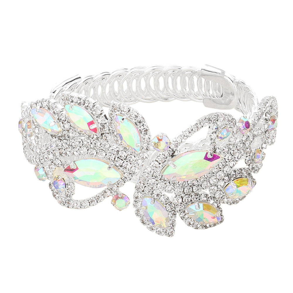 iLLASPARKZ Marquise Stone Pointed Butterfly Adjustable Evening Bracelet