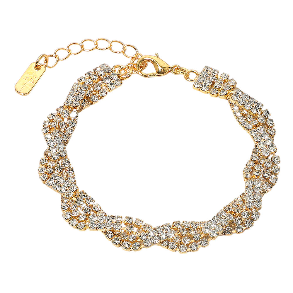iLLASPARKZ Rhinestone Paved Marquise Link Evening Bracelet