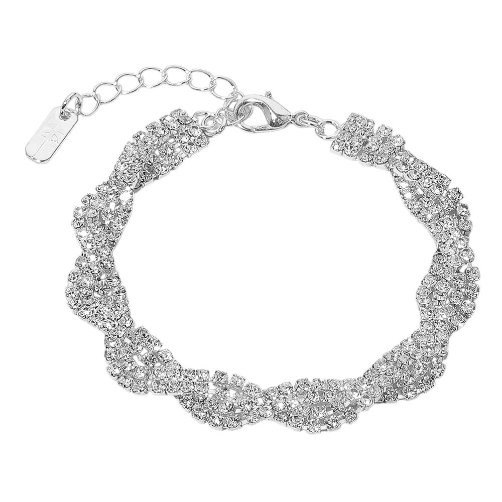 iLLASPARKZ Rhinestone Paved Marquise Link Evening Bracelet