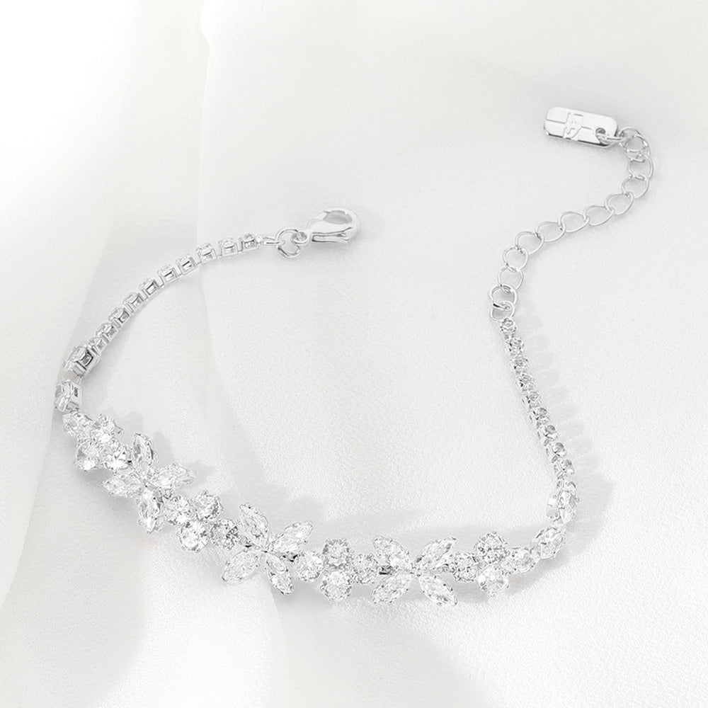 iLLASPARKZ Marquise CZ Stone Cluster Flower Evening Bracelet