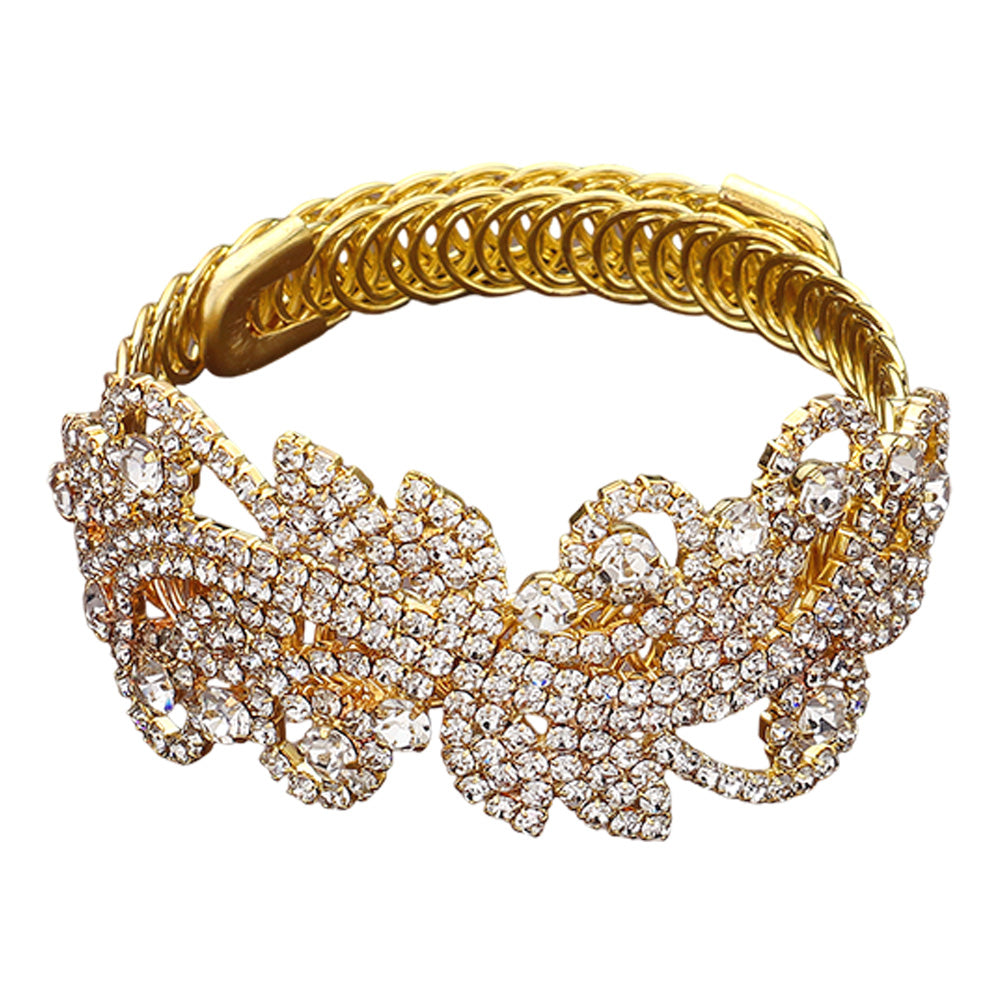 iLLASPARKZ Rhinestone Paved Vine Adjustable Evening Bracelet