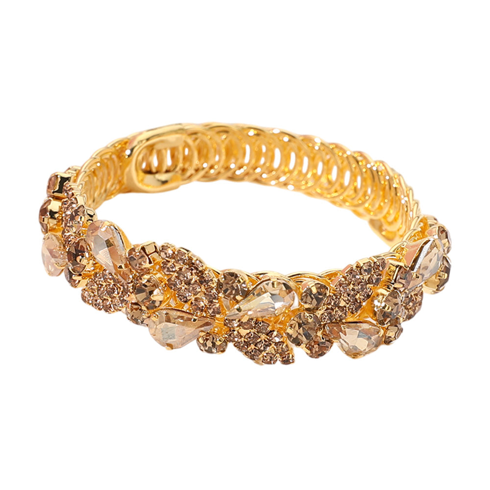 iLLASPARKZ Teardrop Stone Cluster Embellished Adjustable Evening Bracelet
