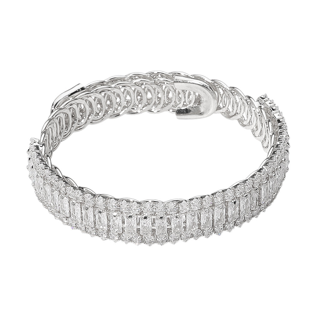 iLLASPARKZ Marquise Emerald Cut CZ Stone Link Adjustable Evening Bracelet