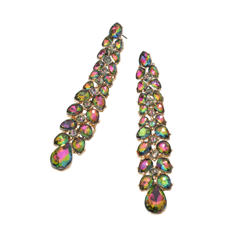 iLLASPARKZ Teardrop Stone Cluster Vine Dropdown Evening Earrings