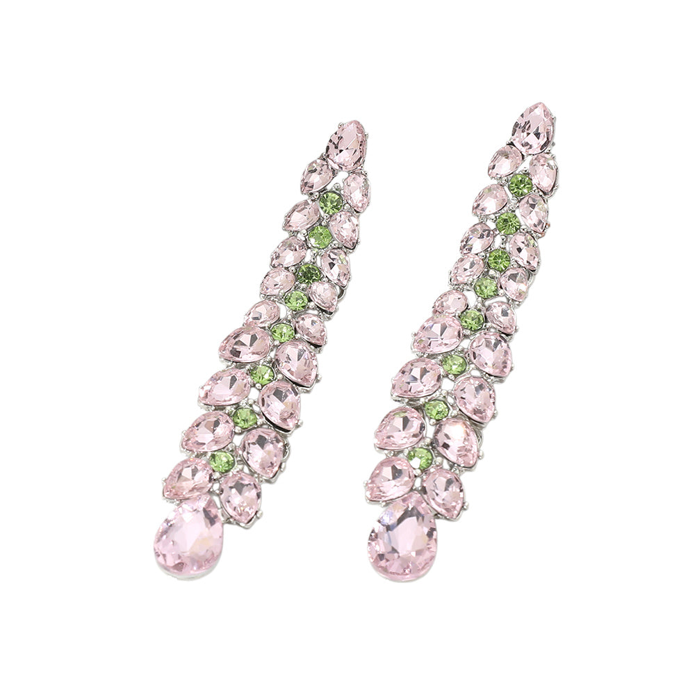 iLLASPARKZ Teardrop Stone Cluster Vine Dropdown Evening Earrings