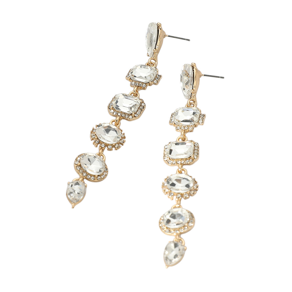 iLLASPARKZ Glass Stone Cluster Link Dropdown Evening Earrings
