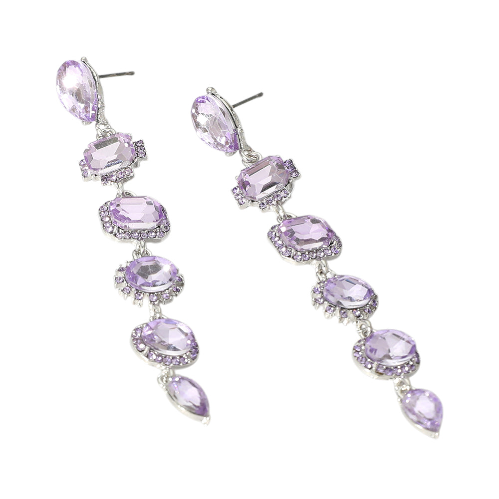 iLLASPARKZ Glass Stone Cluster Link Dropdown Evening Earrings