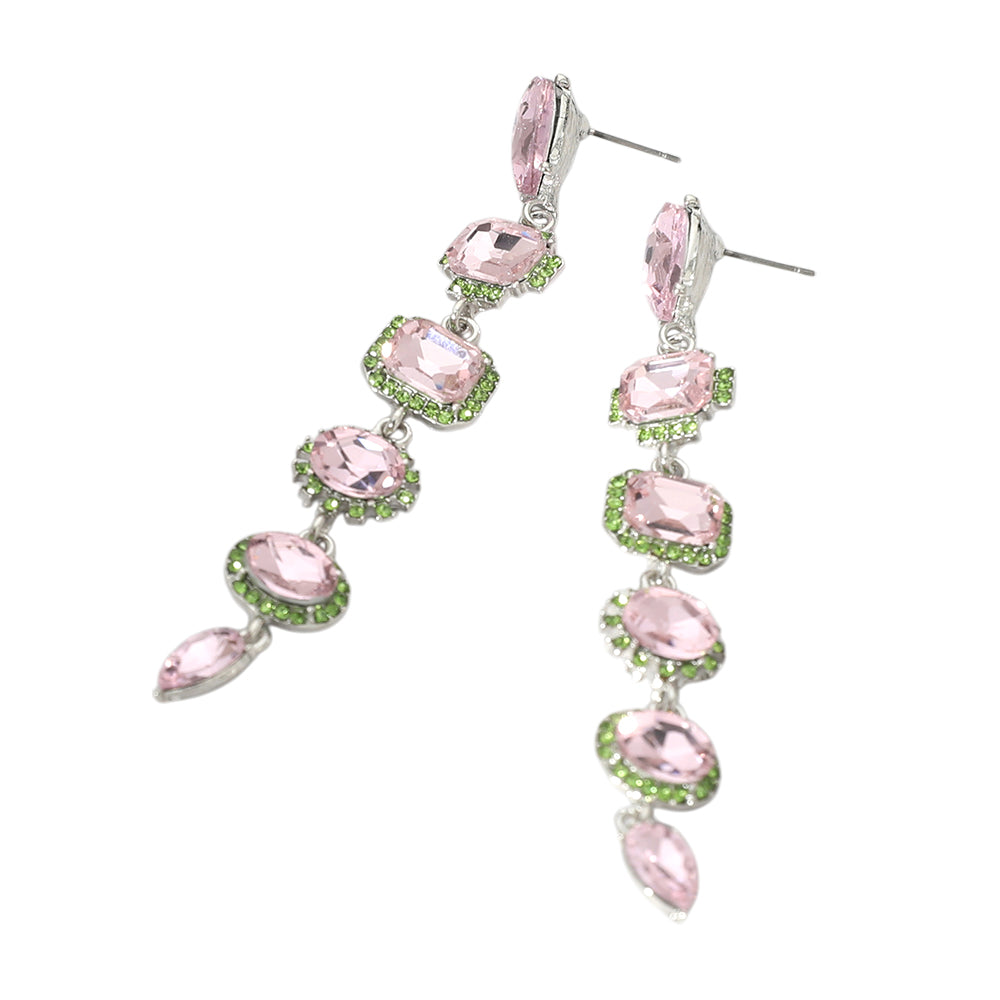 iLLASPARKZ Glass Stone Cluster Link Dropdown Evening Earrings