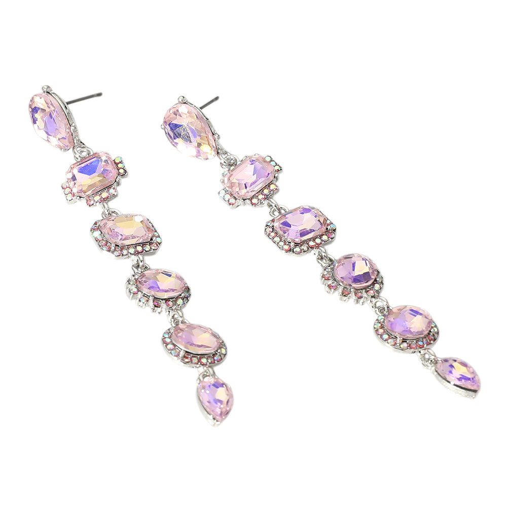 iLLASPARKZ Glass Stone Cluster Link Dropdown Evening Earrings