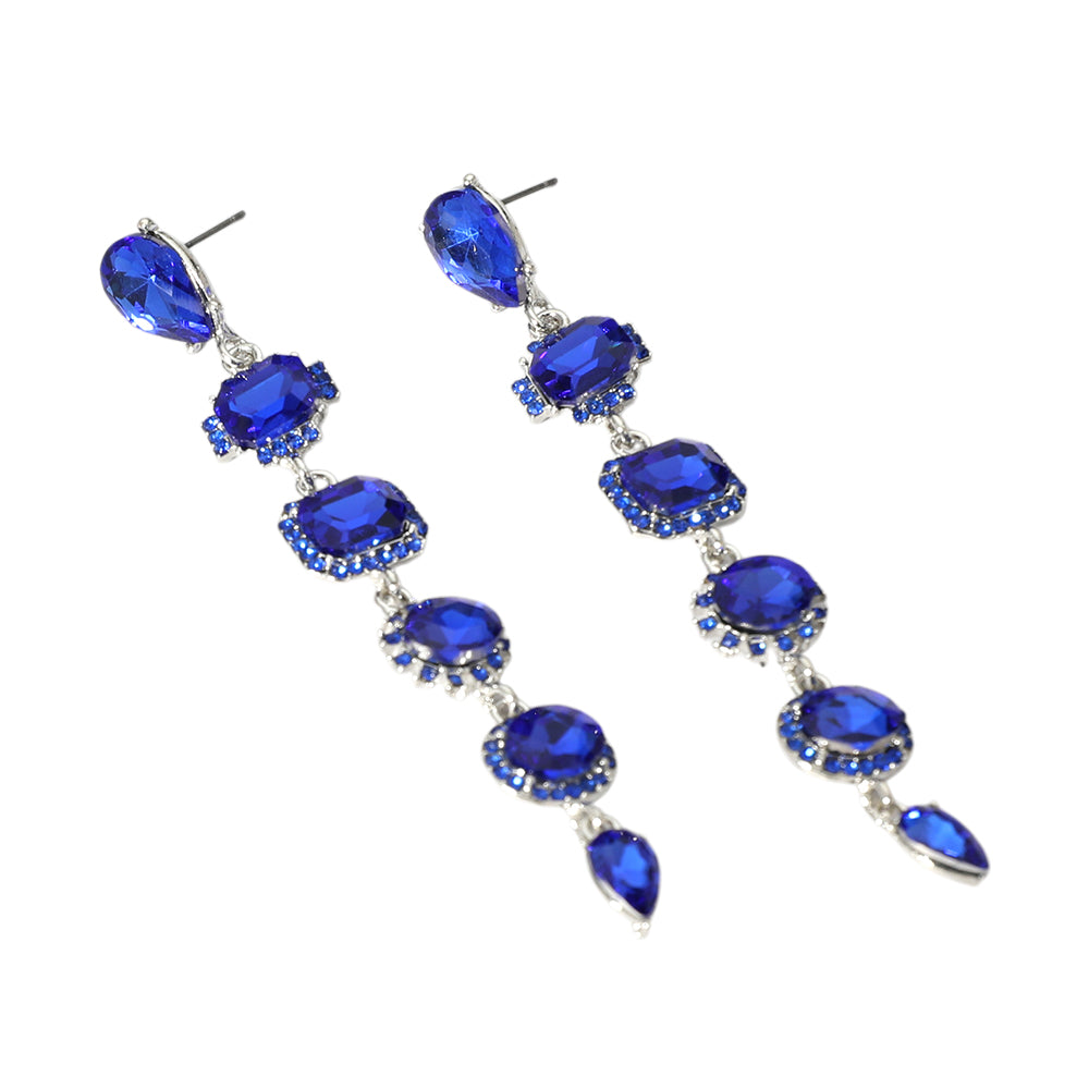 iLLASPARKZ Glass Stone Cluster Link Dropdown Evening Earrings