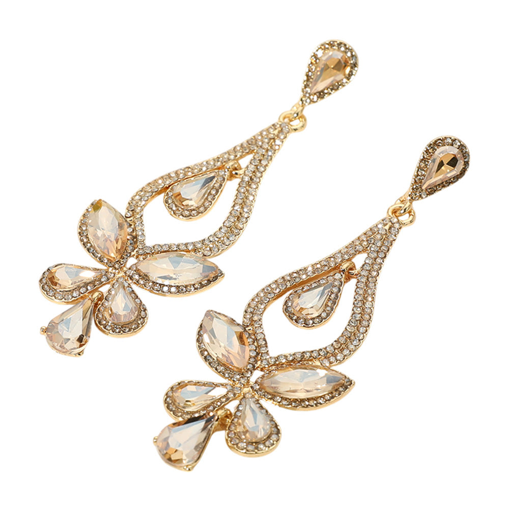 iLLASPARKZ Teardrop Stone Cluster Pointed Chandelier Dangle Evening Earrings