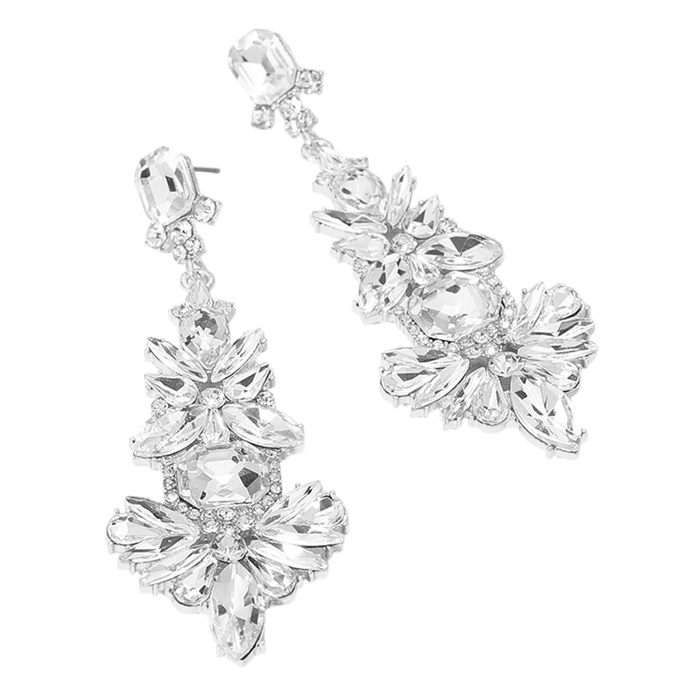 iLLASPARKZ Stone Cluster Embellished Chandelier Dangle Evening Earrings