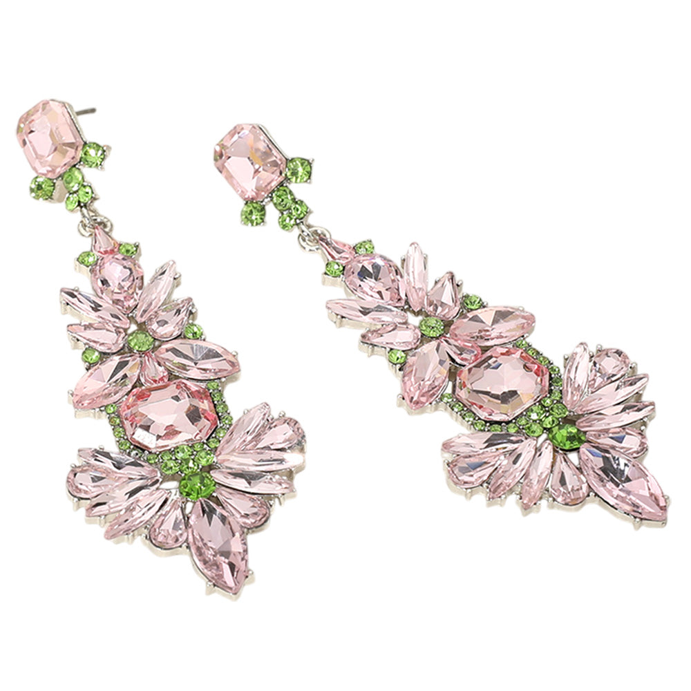 iLLASPARKZ Stone Cluster Embellished Chandelier Dangle Evening Earrings