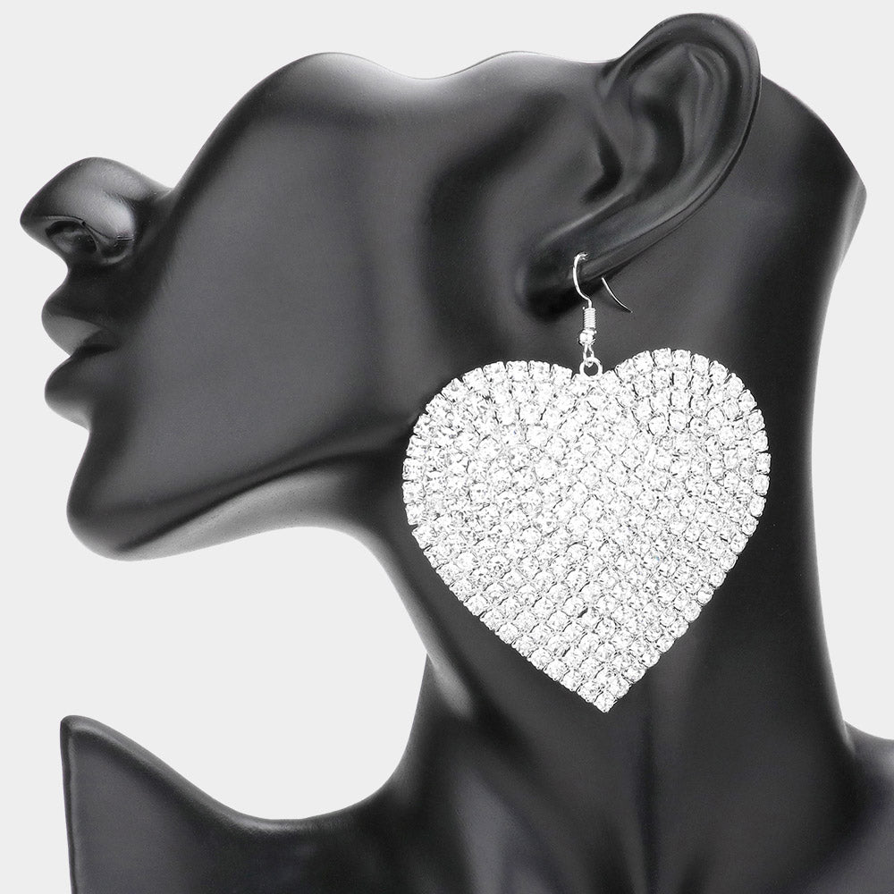 iLLASPARKZ Rhinestone Heart Dangle Evening Earrings