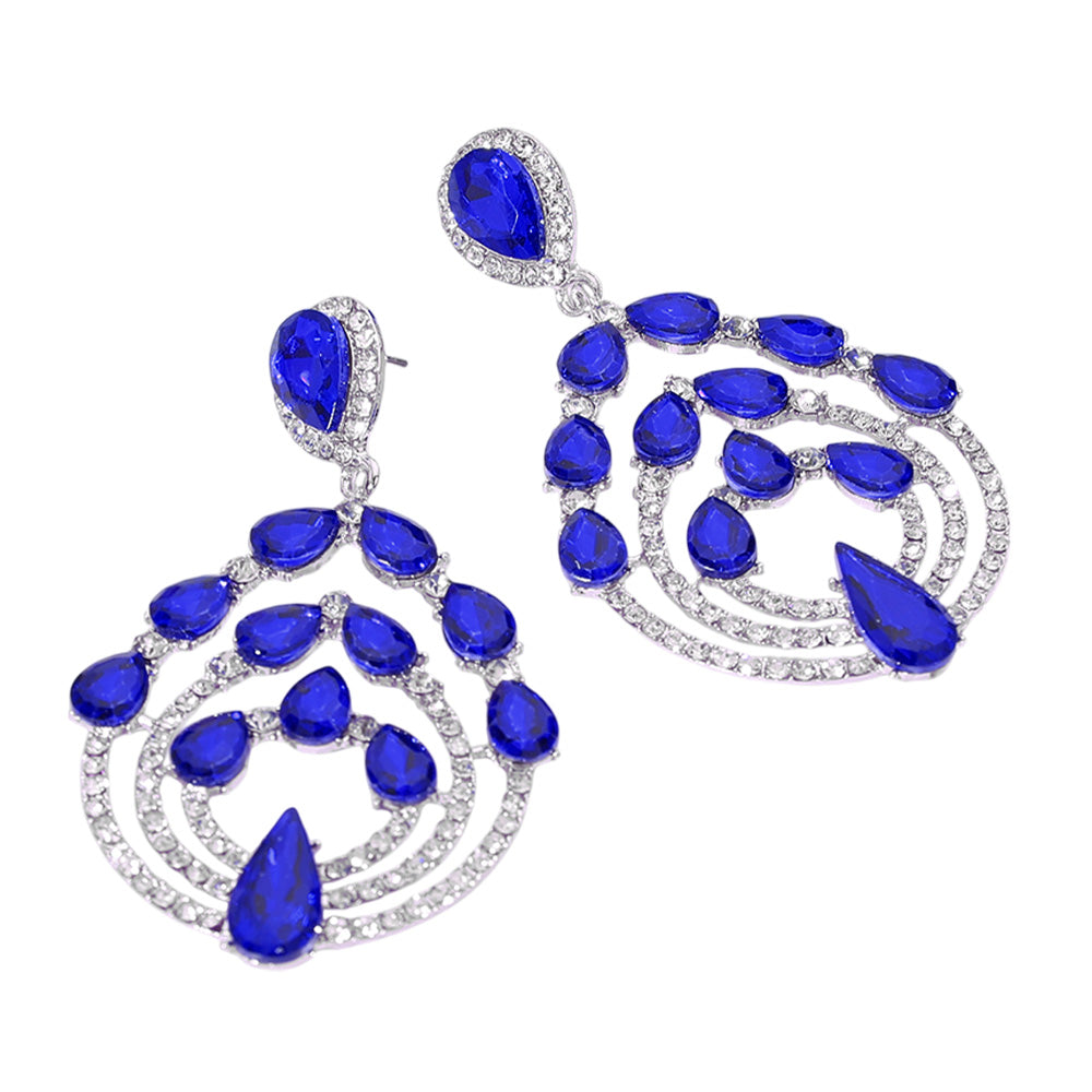 iLLASPARKZ Teardrop Stone Embellished Round Chandelier Dangle Evening Earrings