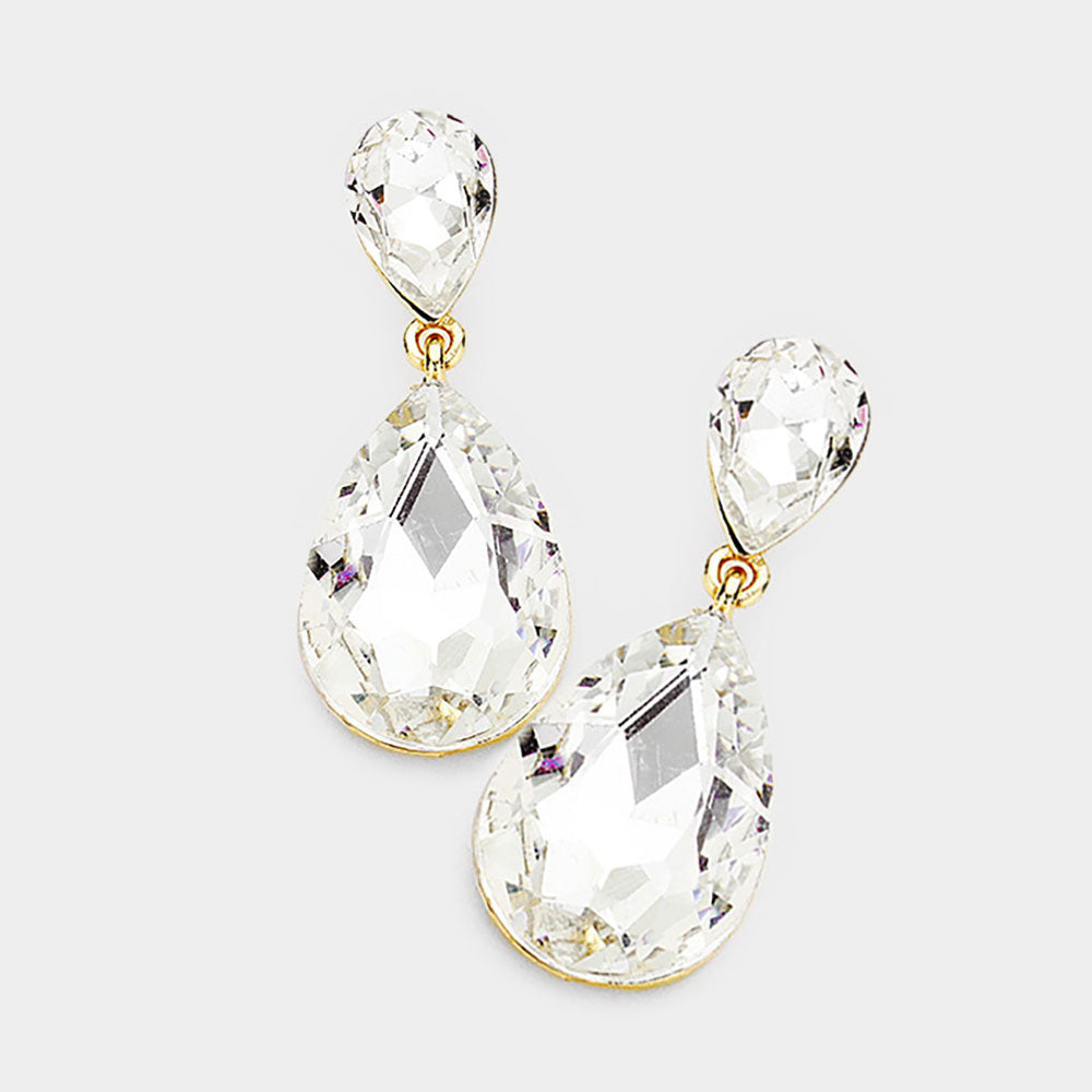 iLLASPARKZ Crystal Double Teardrop Evening Earrings