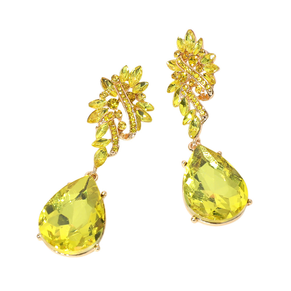 iLLASPARKZ Marquise Stone Cluster Teardrop Dangle Evening Earrings