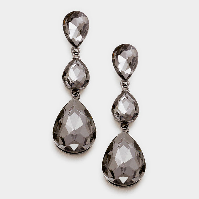 iLLASPARKZ Triple Glass Crystal Teardrop Evening Earrings