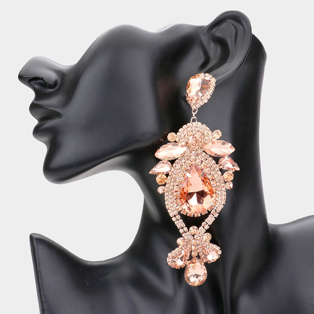 iLLASPARKZ Oversized Glass Crystal Stone Pave Crystal Rhinestone Evening Earrings