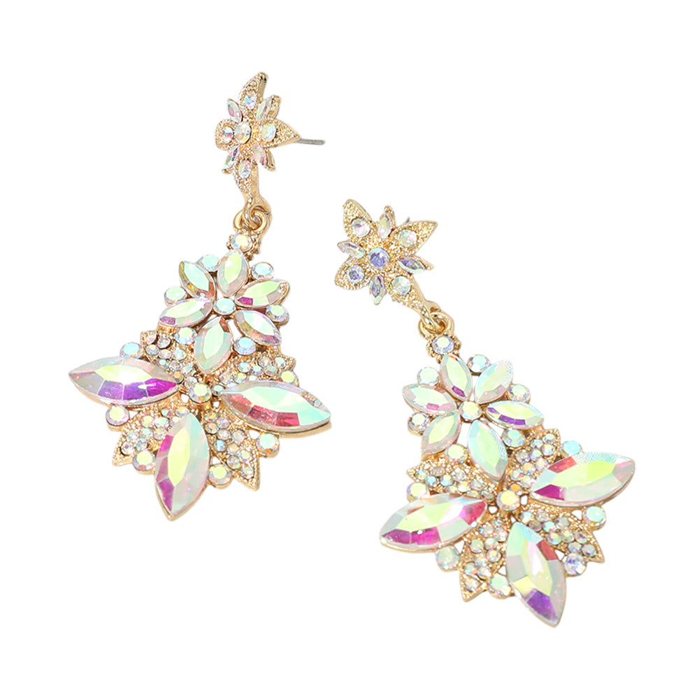 iLLASPARKZ Floral Glass Stone Drop Evening Earrings