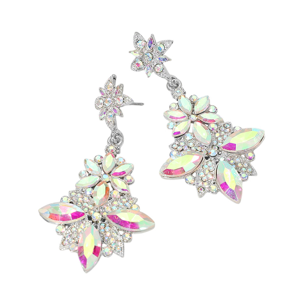 iLLASPARKZ Floral Glass Stone Drop Evening Earrings