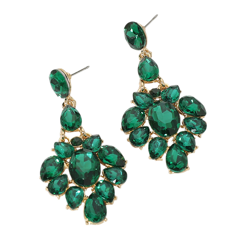 iLLASPARKZ Oval Teardrop Stone Cluster Evening Earrings