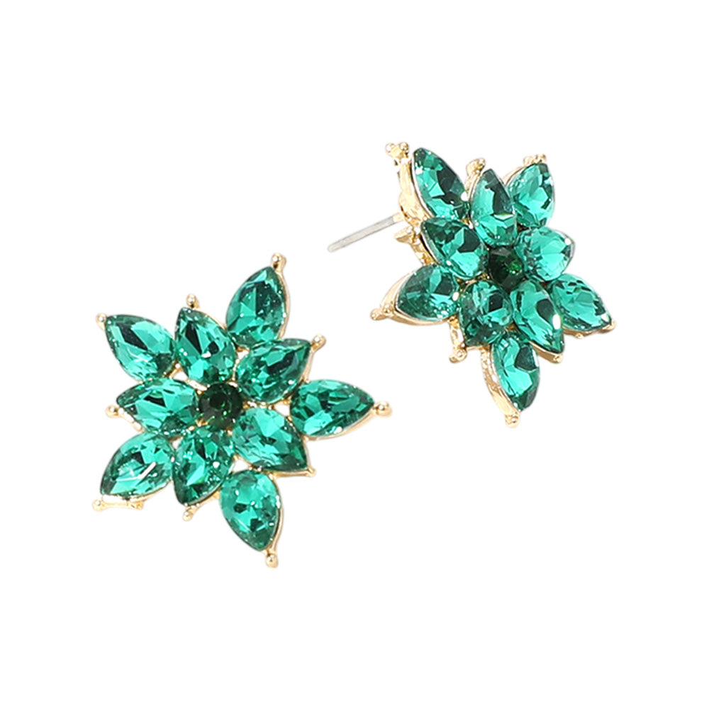 iLLASPARKZ Teardrop Stone Cluster Flower Stud Evening Earrings