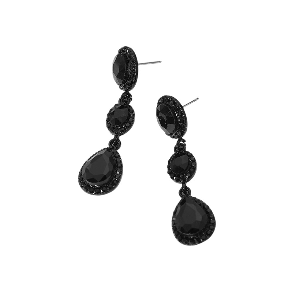 iLLASPARKZ Oval Teardrop Stone Cluster Link Dropdown Evening Earrings