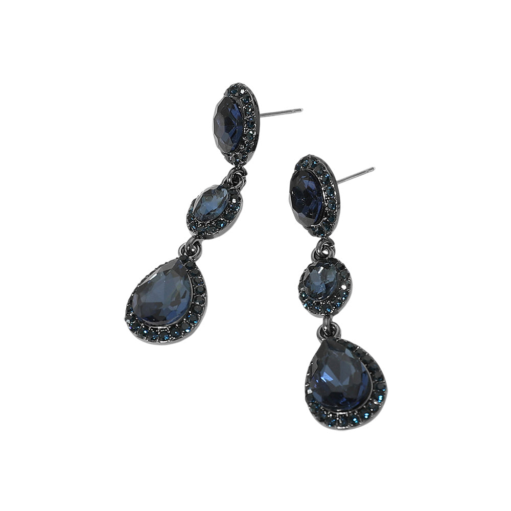 iLLASPARKZ Oval Teardrop Stone Cluster Link Dropdown Evening Earrings