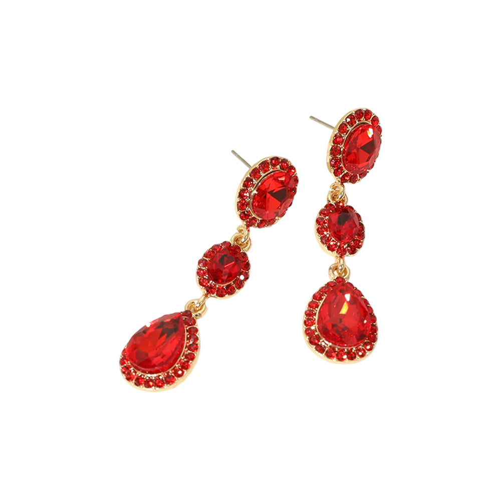 iLLASPARKZ Oval Teardrop Stone Cluster Link Dropdown Evening Earrings