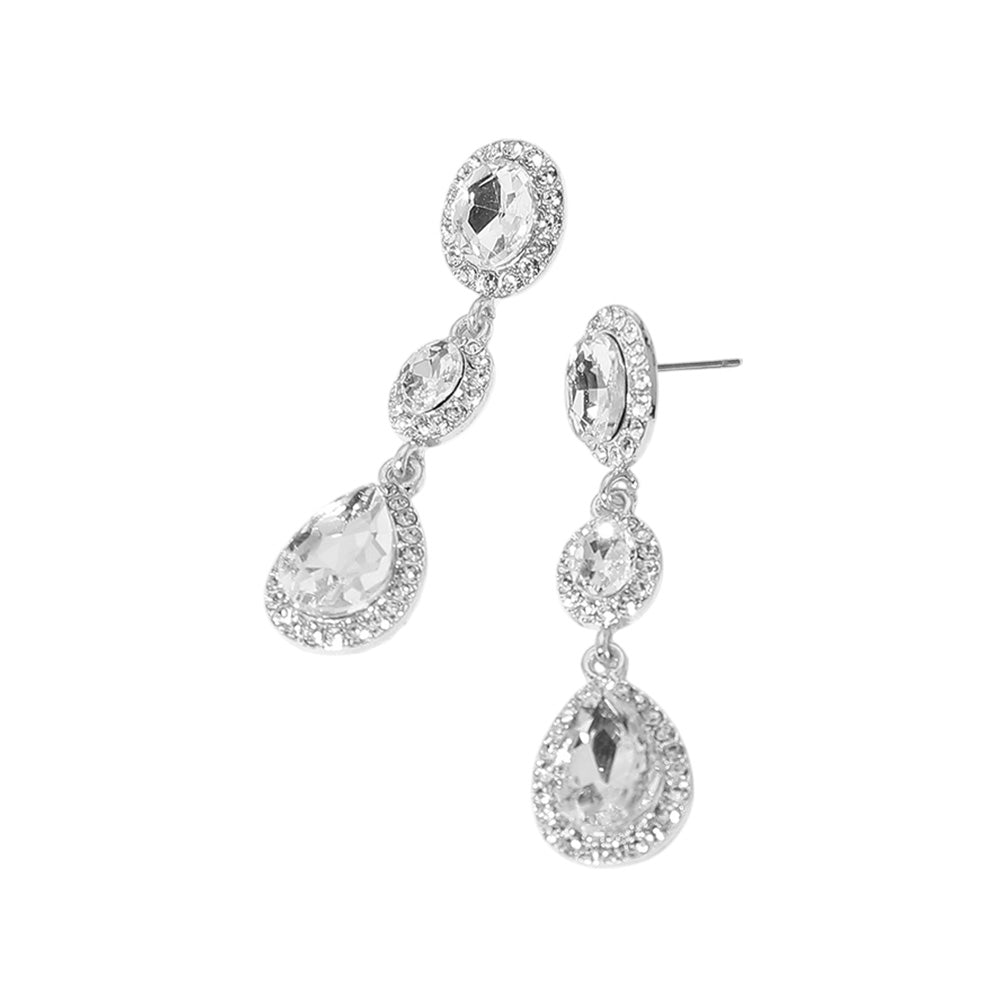iLLASPARKZ Oval Teardrop Stone Cluster Link Dropdown Evening Earrings
