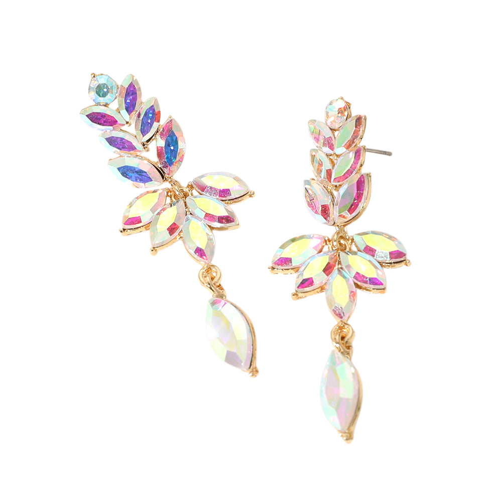 iLLASPARKZ Marquise Stone Cluster Embellished Drop Evening Earrings