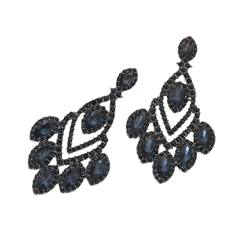 iLLASPARKZ Marquise Stone Cluster Accented Chandelier Dangle Evening Earrings
