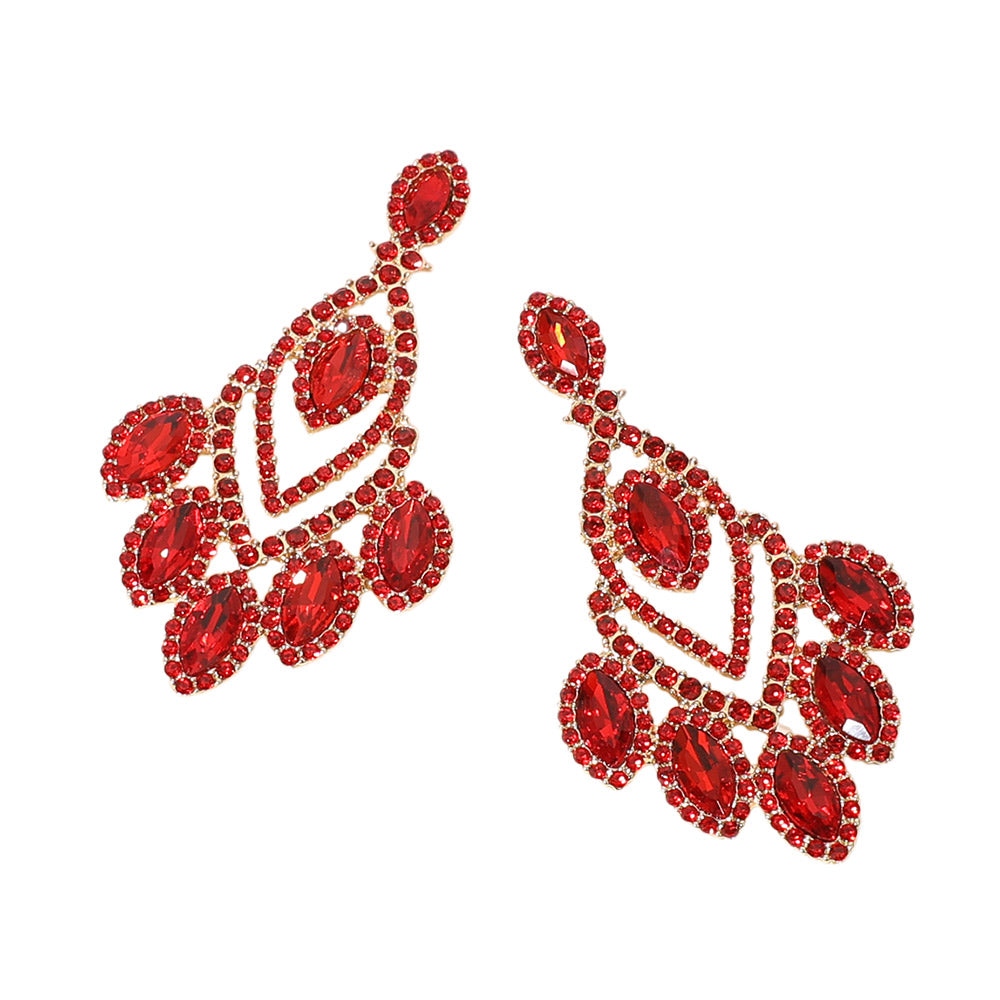 iLLASPARKZ Marquise Stone Cluster Accented Chandelier Dangle Evening Earrings