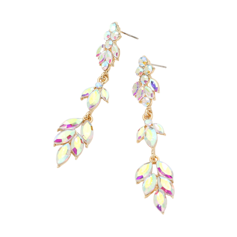 iLLASPARKZ Marquise Stone Cluster Embellished Link Dropdown Evening Earrings