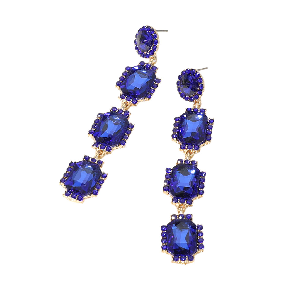 iLLASPARKZ Rectangle Stone Cluster Drop Evening Earrings