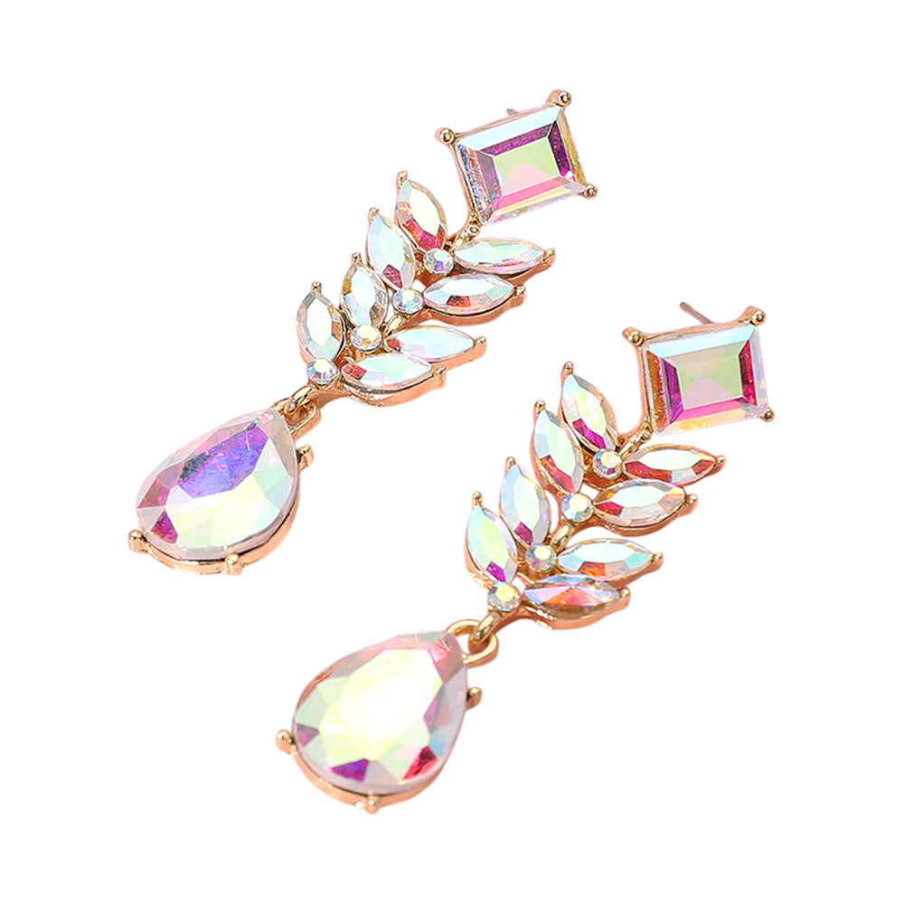 iLLASPARKZ Marquise Stone Cluster Drop Teardrop Dangle Evening Earrings