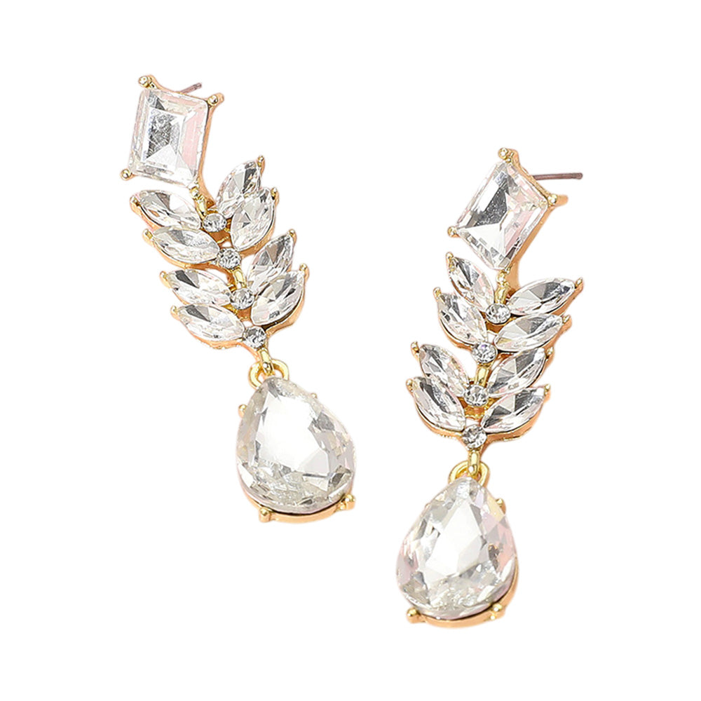 iLLASPARKZ Marquise Stone Cluster Drop Teardrop Dangle Evening Earrings