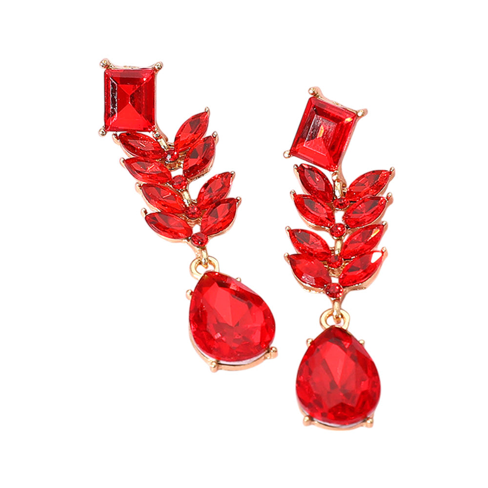 iLLASPARKZ Marquise Stone Cluster Drop Teardrop Dangle Evening Earrings