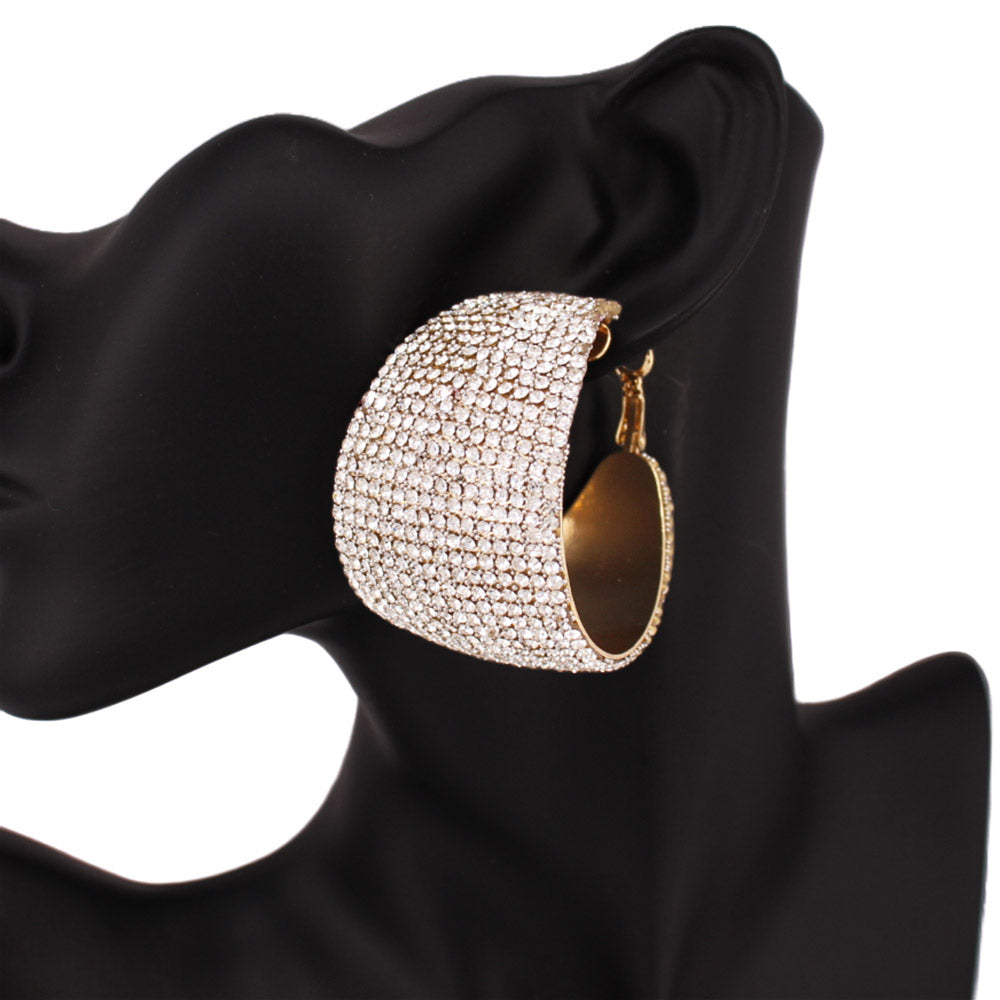 iLLASPARKZ Rhinestone Pave Hoop Evening Earrings