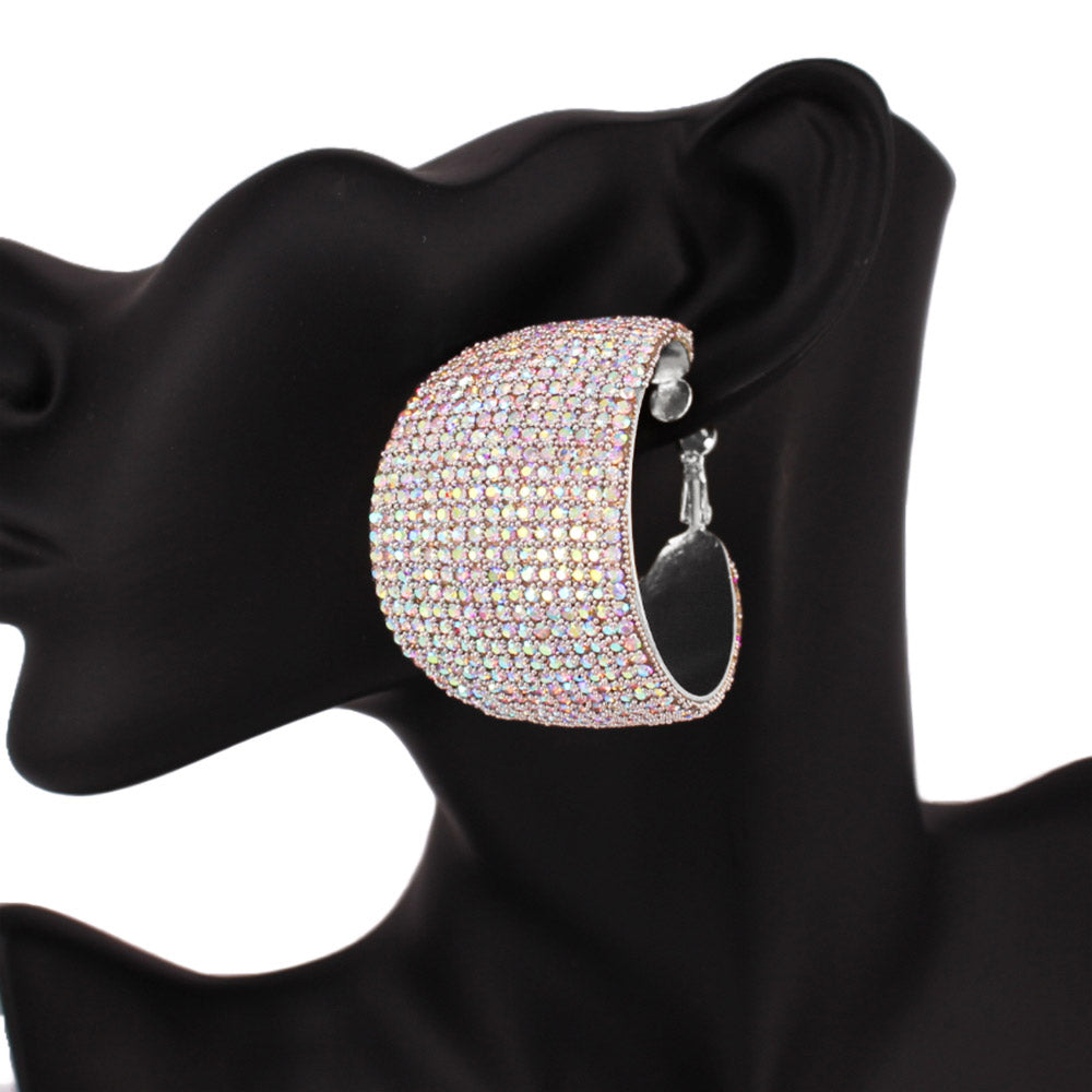 iLLASPARKZ Rhinestone Pave Hoop Evening Earrings