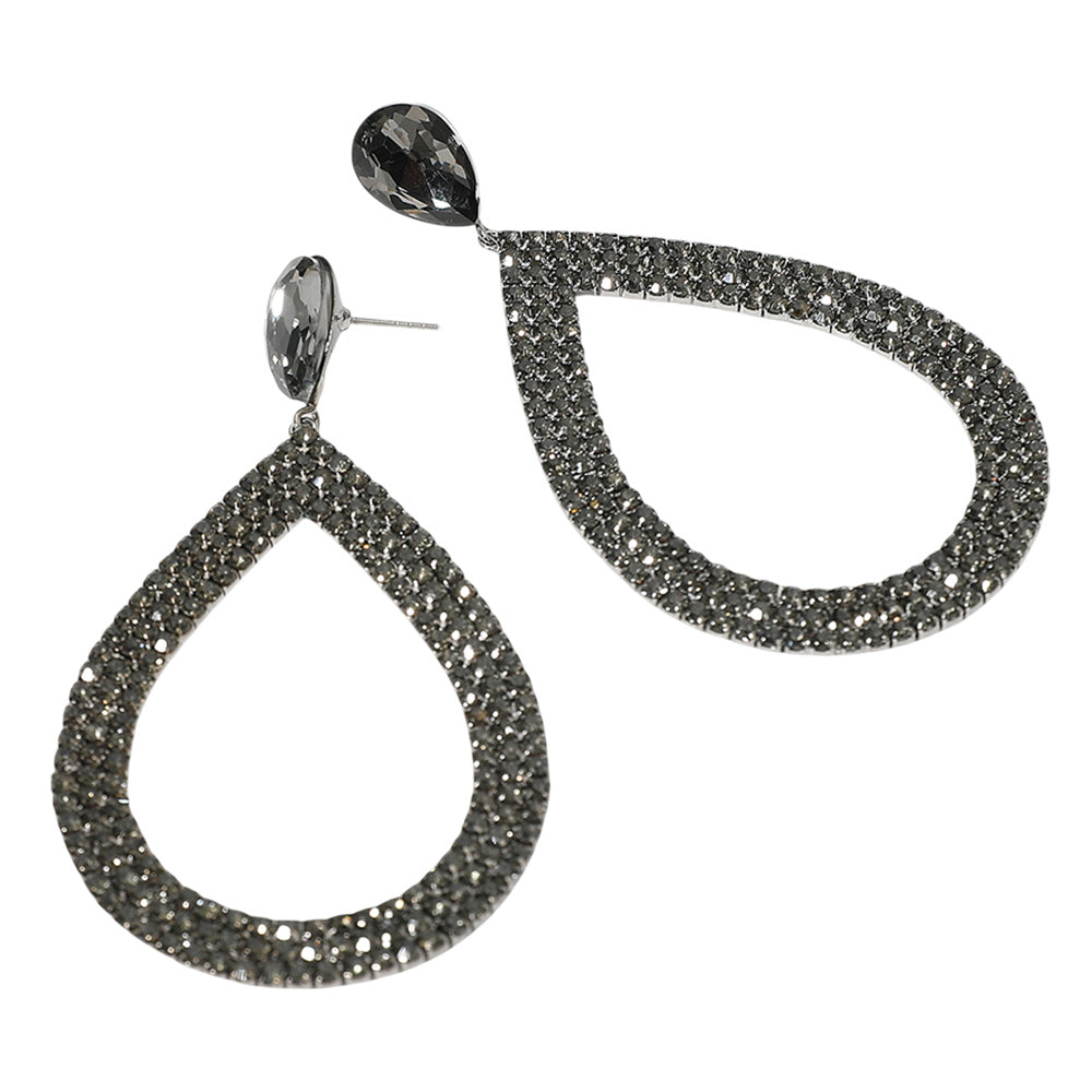 iLLASPARKZ Rhinestone Pave Open Teardrop Dangle Evening Earrings