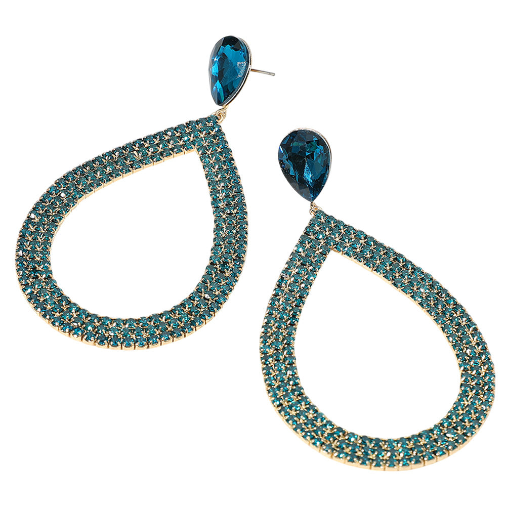 iLLASPARKZ Rhinestone Pave Open Teardrop Dangle Evening Earrings