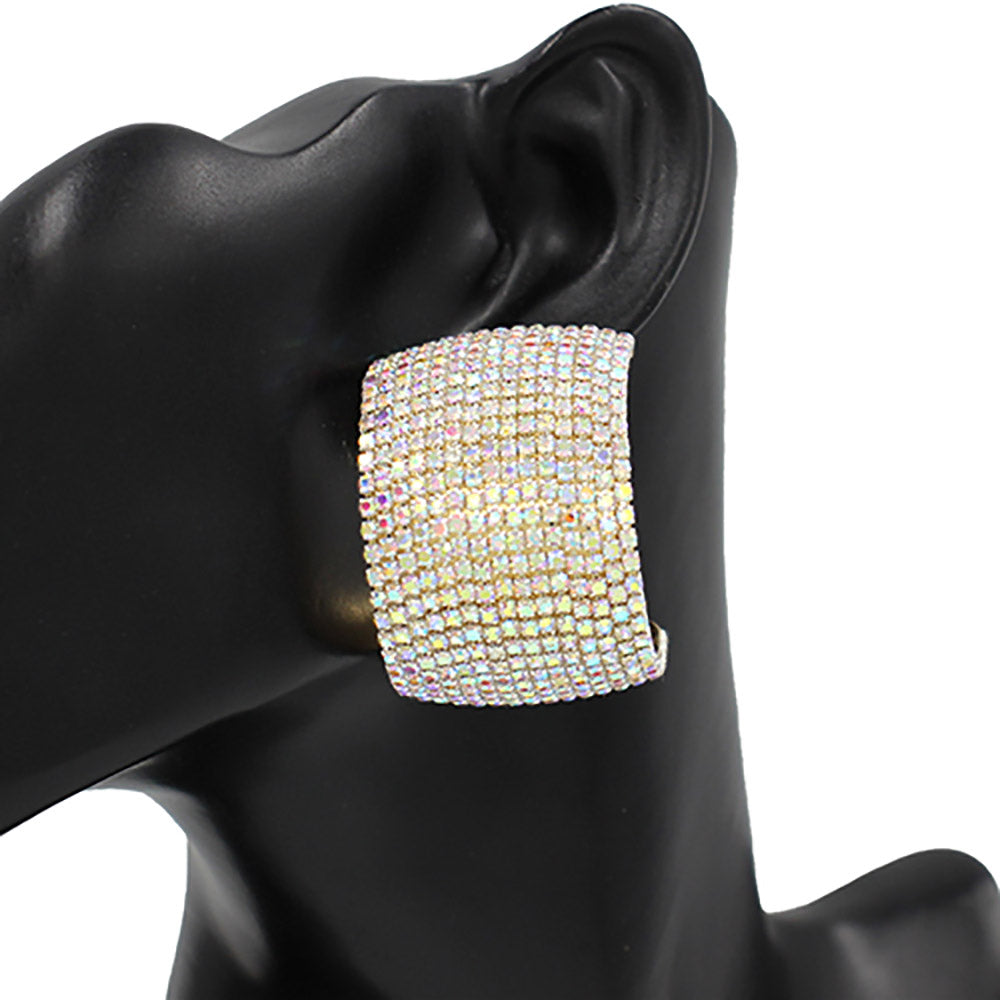 iLLASPARKZ Bling Rhinestone Pave Hoop Evening Earrings