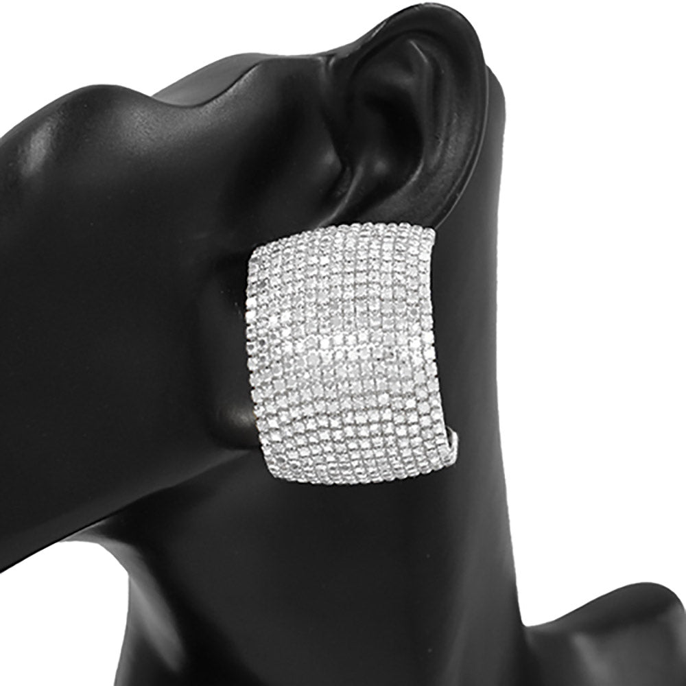 iLLASPARKZ Bling Rhinestone Pave Hoop Evening Earrings