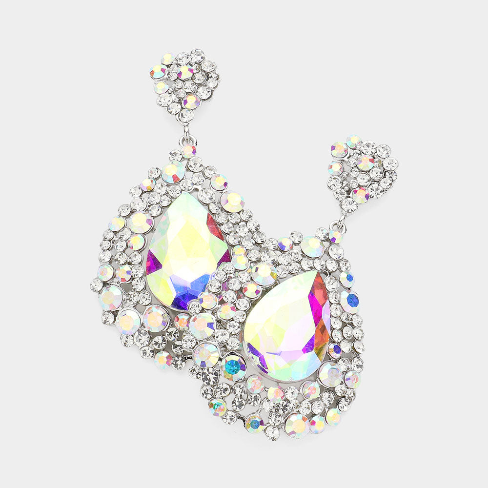 iLLASPARKZ Teardrop Pointed Rhinestone Embellished Dangle Evening Earrings