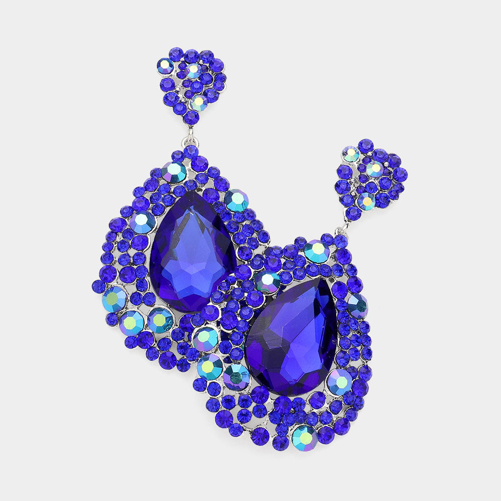 iLLASPARKZ Teardrop Pointed Rhinestone Embellished Dangle Evening Earrings