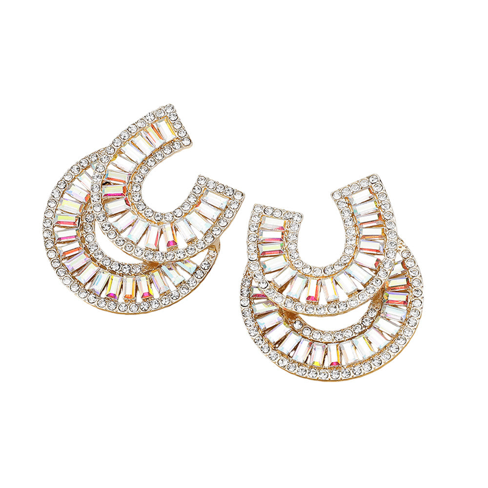 iLLASPARKZ Stone Embellished Double Horseshoe Earrings
