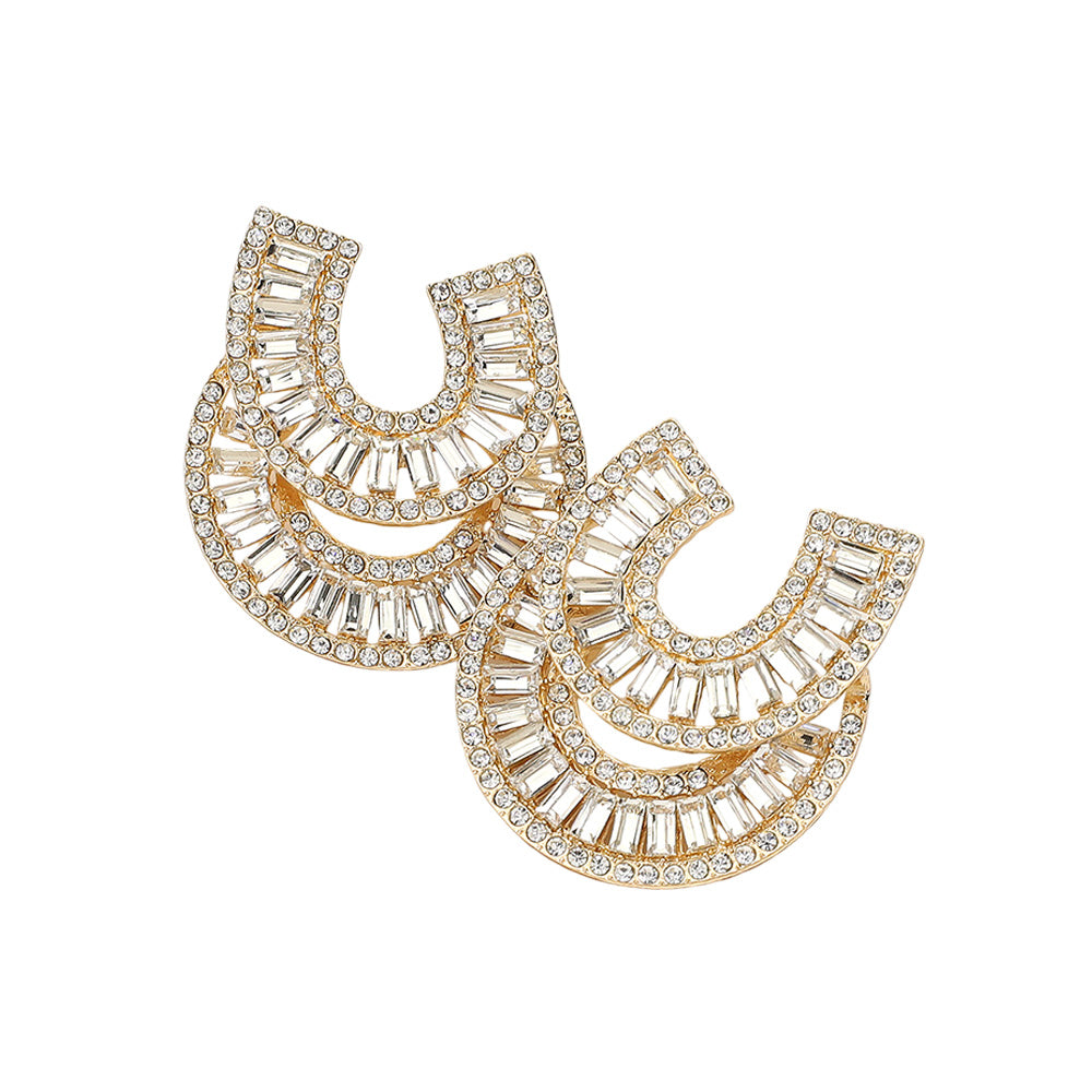 iLLASPARKZ Stone Embellished Double Horseshoe Earrings